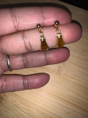 Vintage Tigers Eye Drop Earrings - Elegant Women’s Jewelry